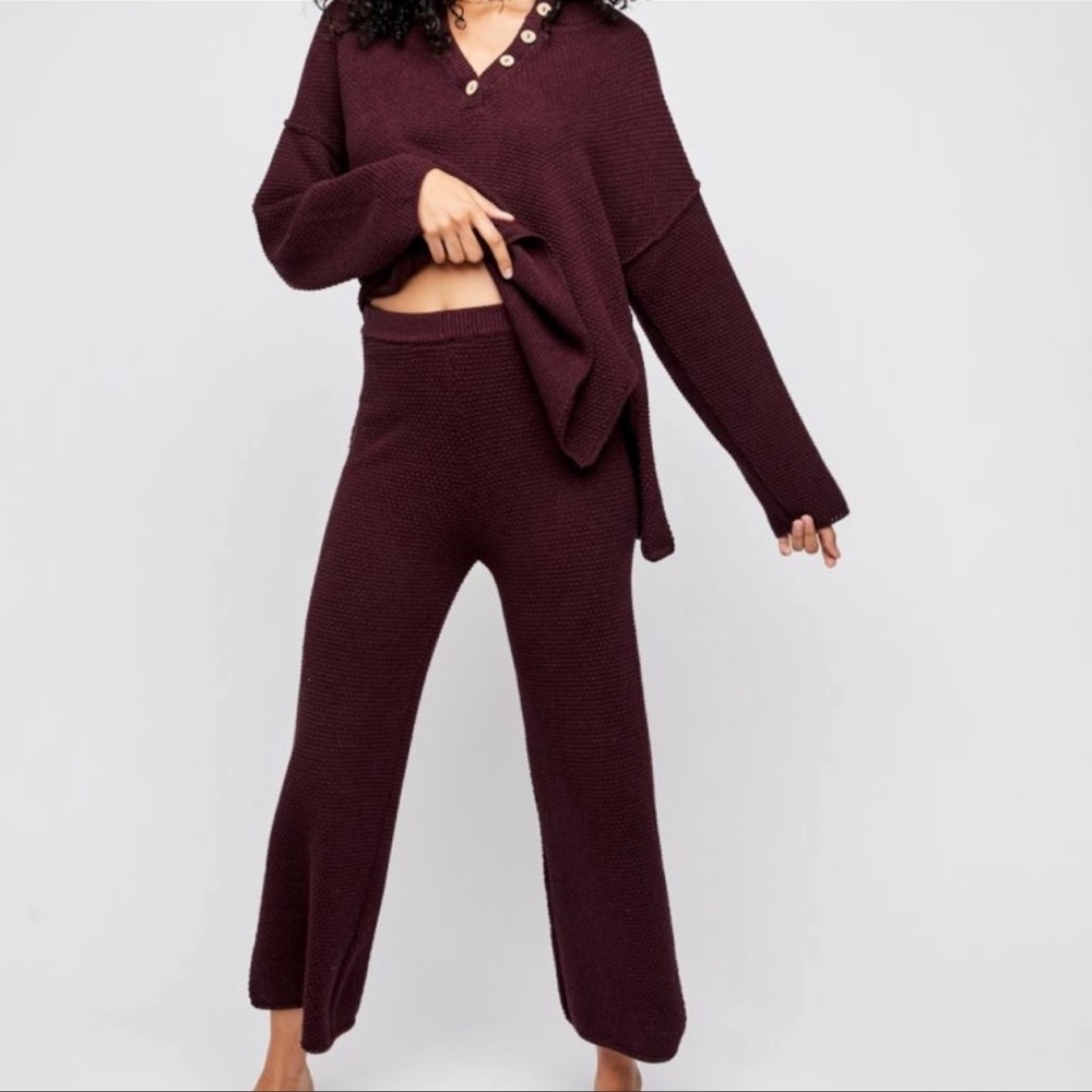 Free People Hailee matching sweater set in deep mulberry sold out color